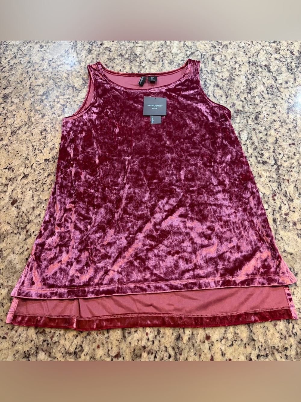Cynthia Rowley Velvet Scoop Neck Tank - Light Burgundy